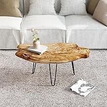 WELLAND Live Edge Cedar Wood Coffee Table Metal Hairpin Legs 32.5